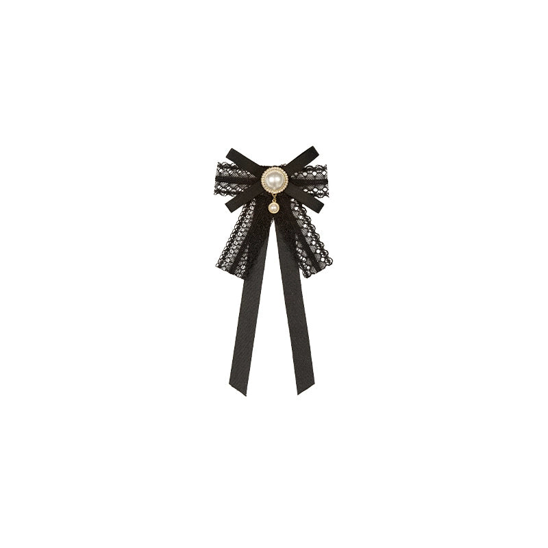 With PUJI - Morning Mist Estate - Twins Classic Lolita OP Dress, Edward Collar Bow Tie Only (One Size) - Pre Order S
