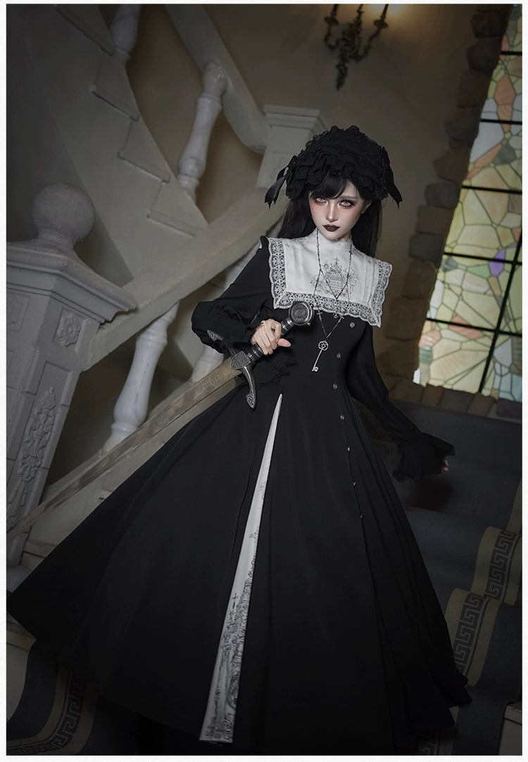 With PUJI - Letter and Poetry · Raven's Night Song - Oriental Aesthetics Gothic Lolita Dress Set 43907:788813