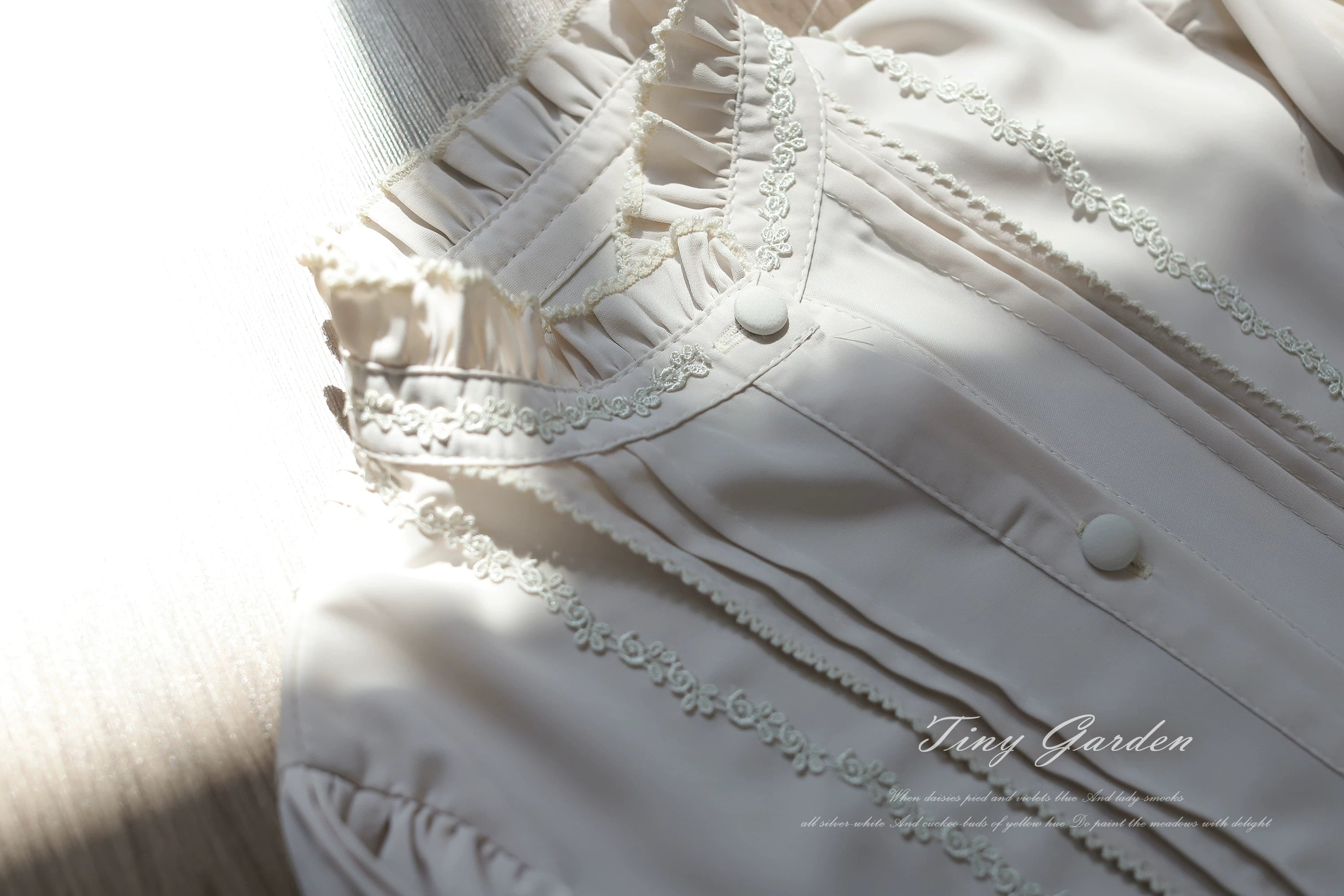 Moring Mist and Letter - Classic Lolita Long Sleeve Shirt, Stand Collar