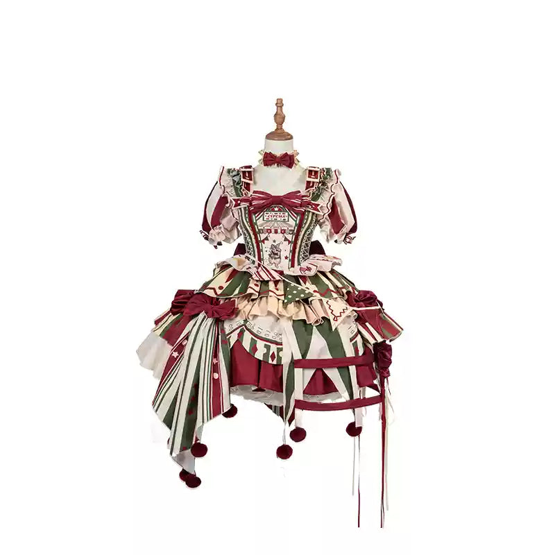 Circus Fairy Tale Opener - Doll-Like Kawaii Lolita Dress (L M S XL / Red-green) 39170:746077