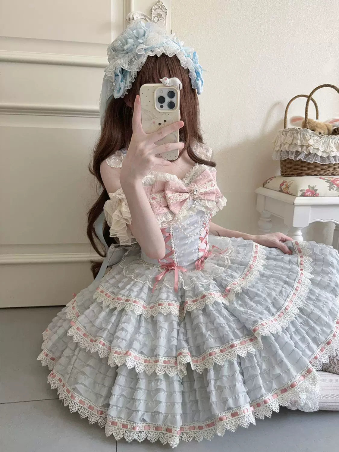 Floral Elegy - Sweet Lolita JSK Dress, Tiered Hem