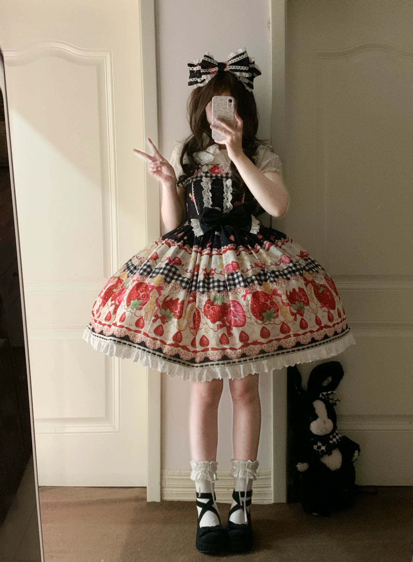 Plaid Strawberry Jam - Sweet Lolita Strawberry Printed JSK Dress 45545:852981