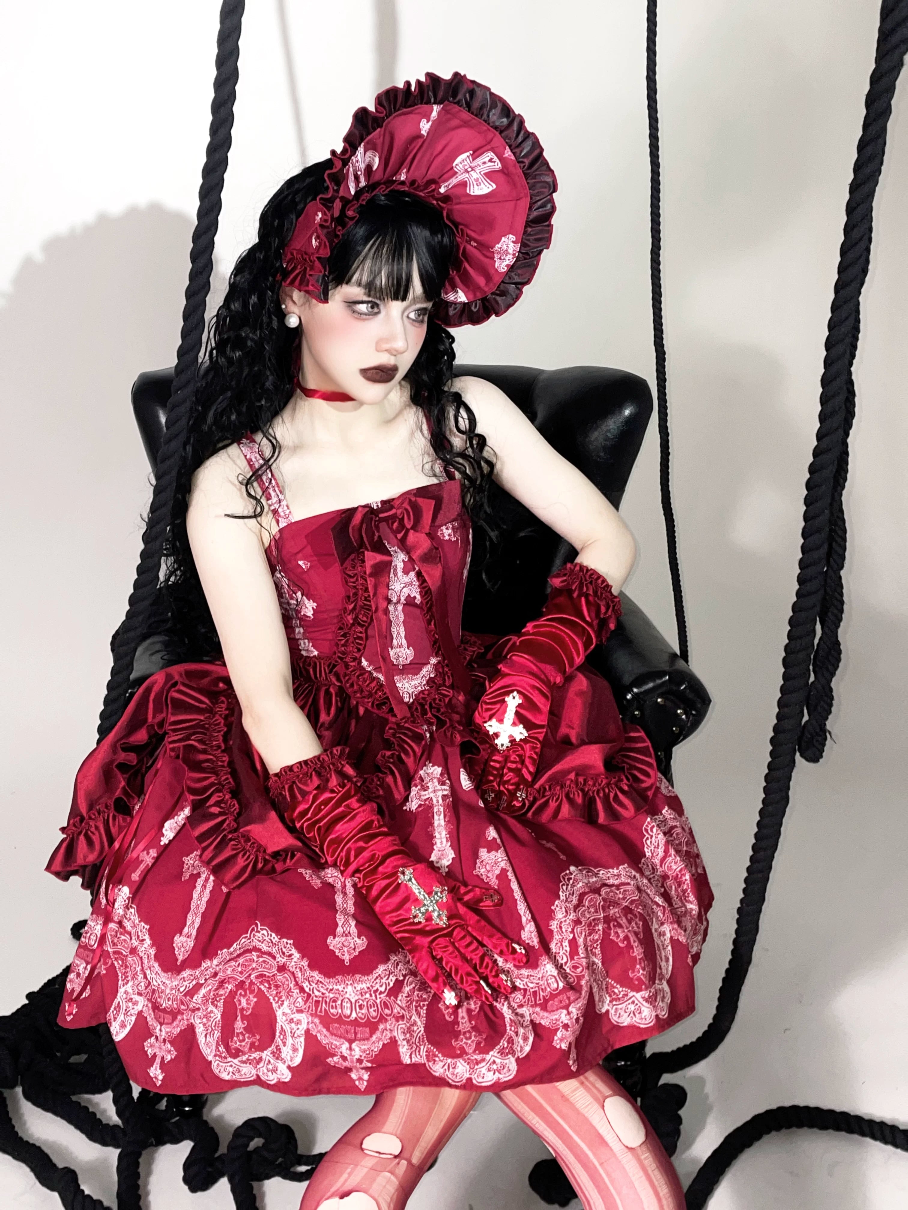Lace Cross - Gorgeous Gothic Lolita JSK Dress, Hime Sleeve Bolero