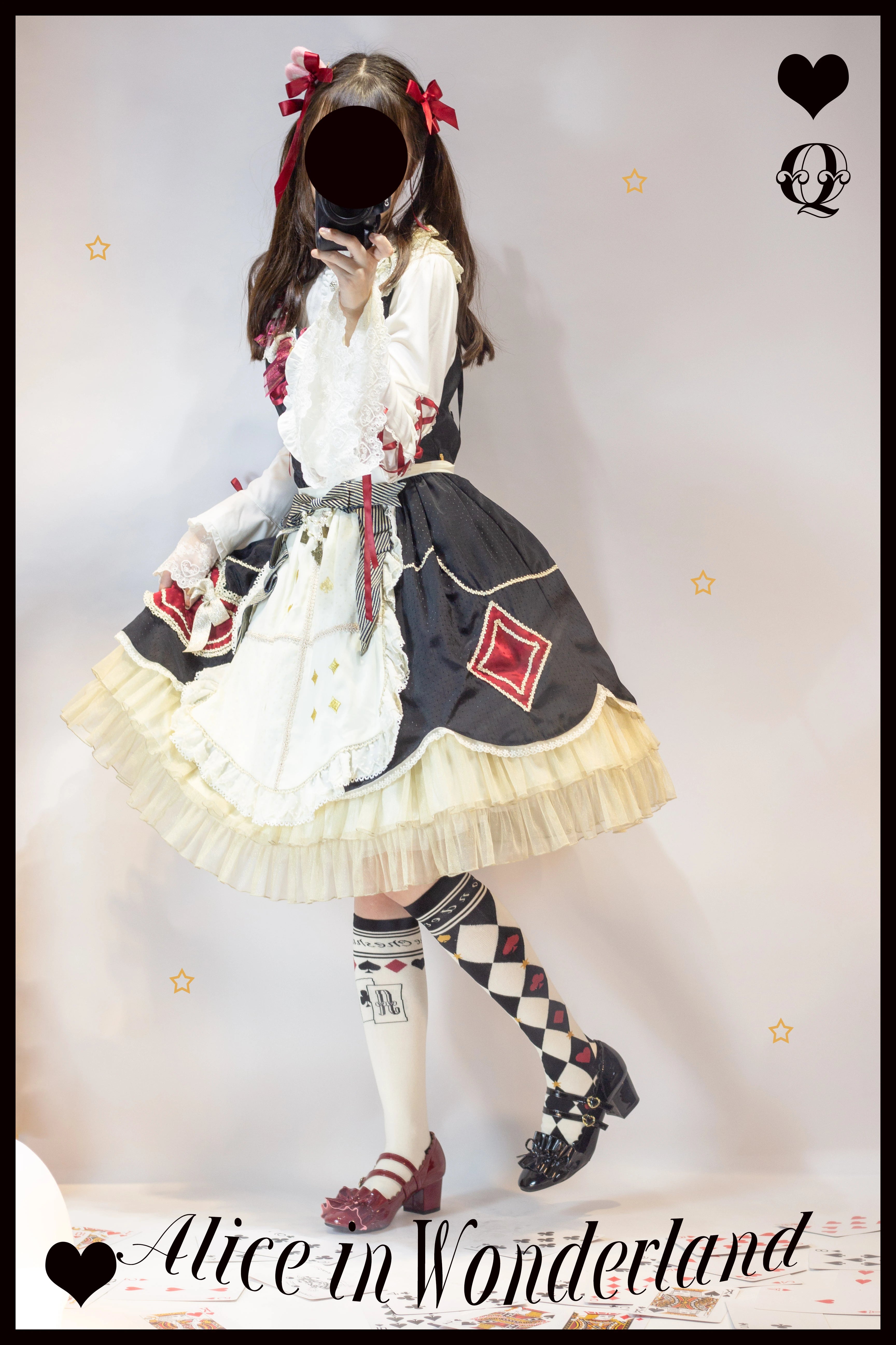 Yukines Box~Daily Lolita Cotton Asymmetric Print Socks 22174:324204