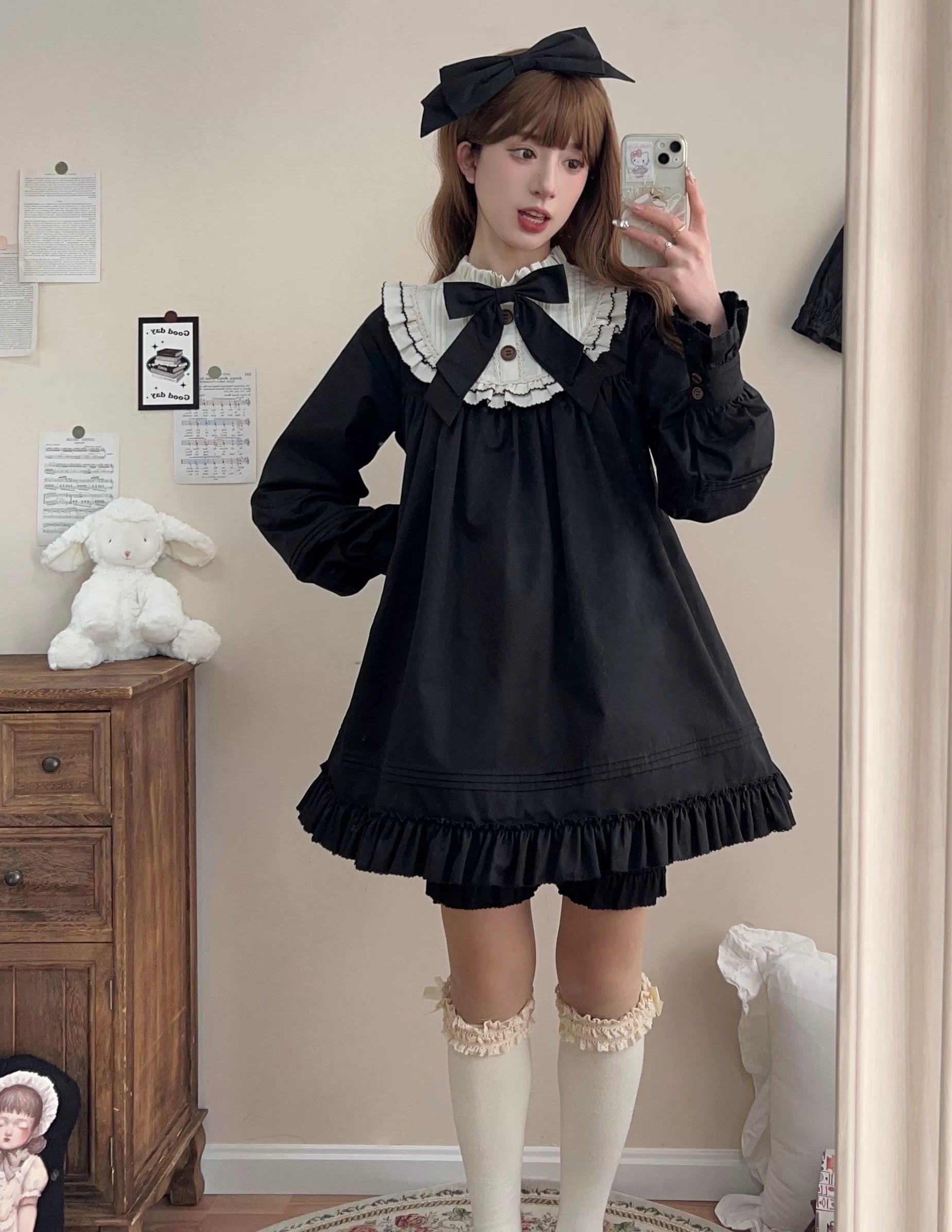 Uncle's Workshop - Lullaby - Cotton Lolita OP Dress Kawaii Lolita Bloomers 34608:463504