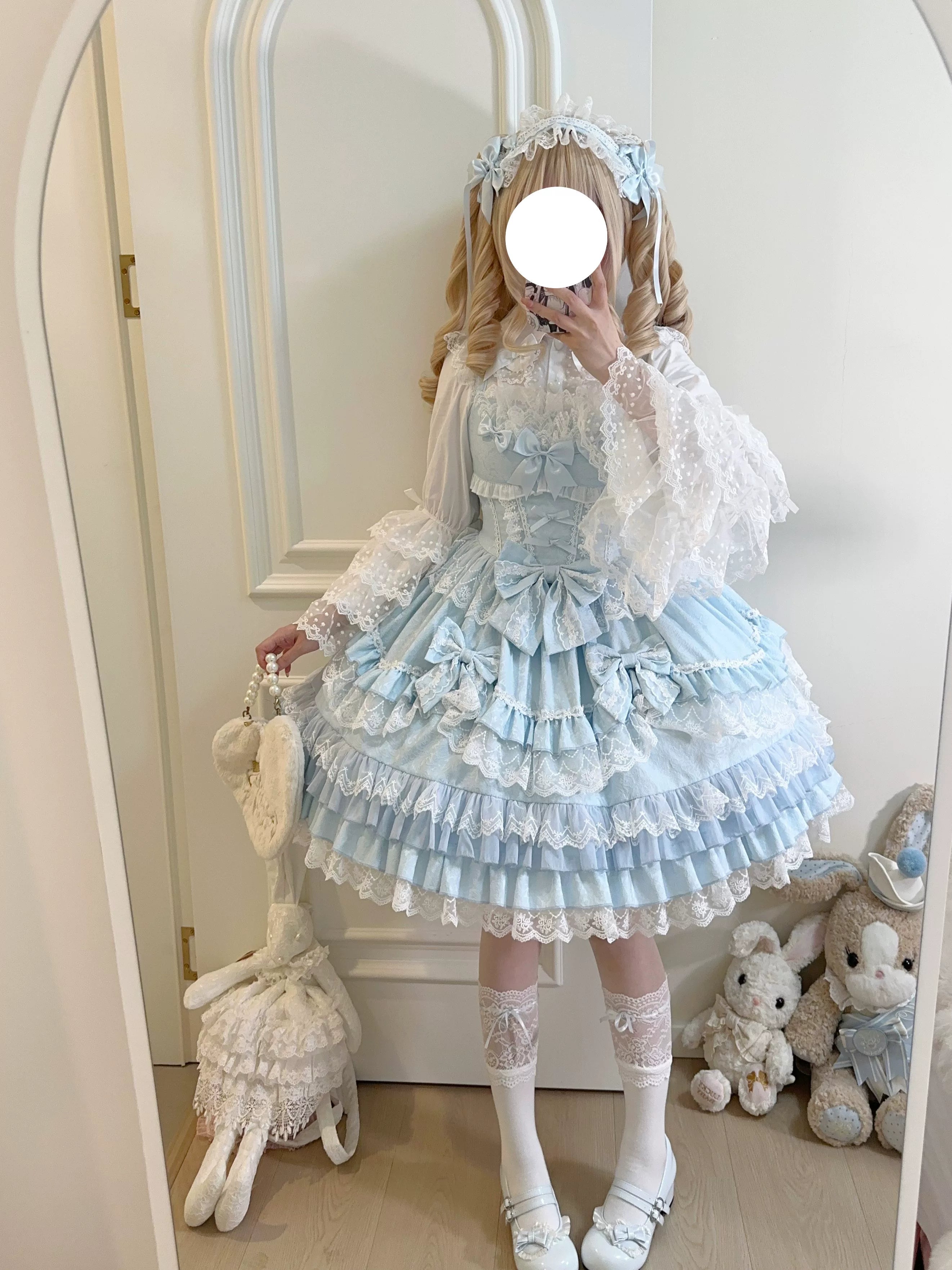 Sugar Girl - Flower Ode - Doll-like Sweet Lolita Jumper Dress Blue JSK Only S