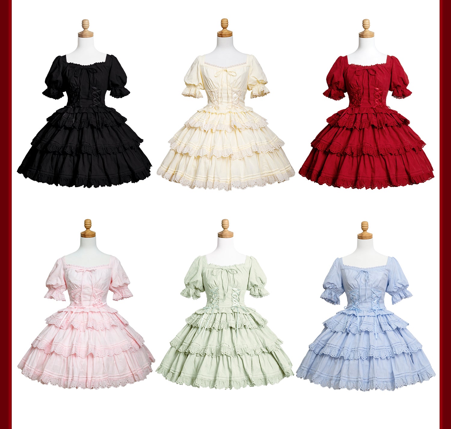 MEEKWIND - Miss Flora - Cotton Sweet Lolita Dress Set Doll-like OP and JSK Black S OP - Separate Version (top+skirt+a large back bow)