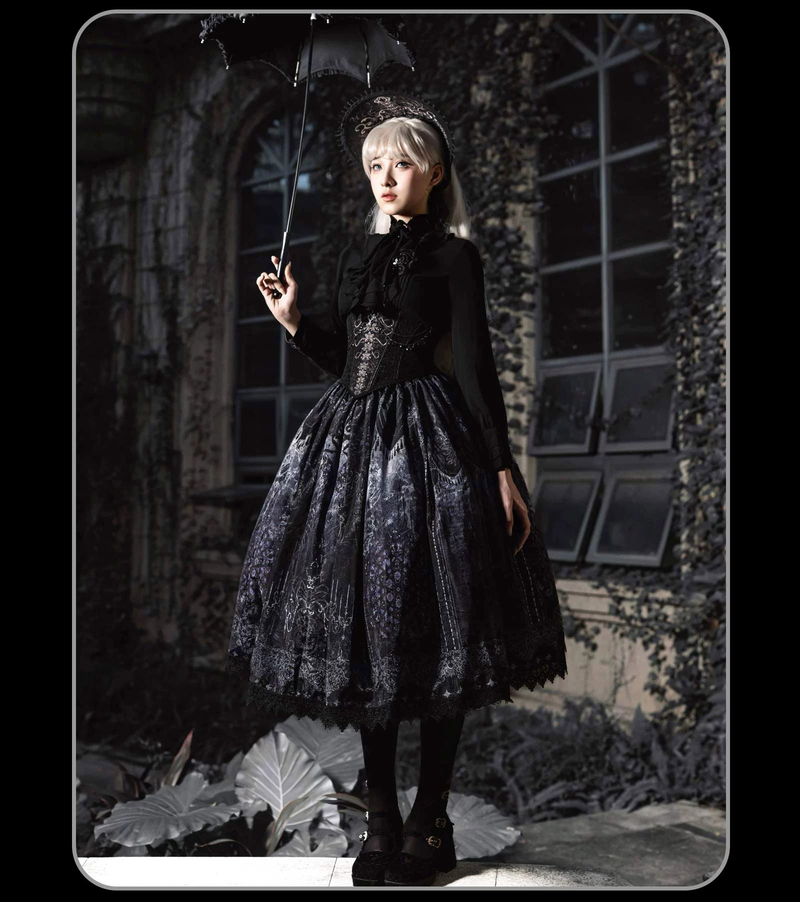 Bone-Eroded Butterfly - Gothic Lolita JSK & SK Set 44051:793335