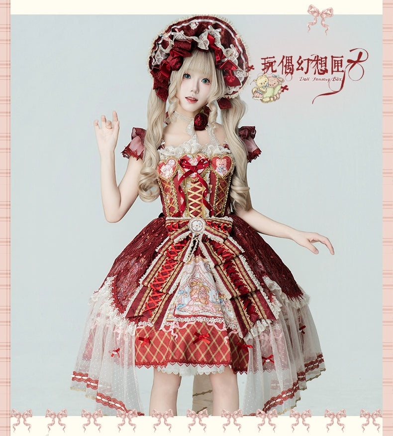YingLuoFu - Doll Fantasy Box - Sweet Lolita JSK Dress & Tulle Blouse Set (2XL L M S XL XS) 44261:801508