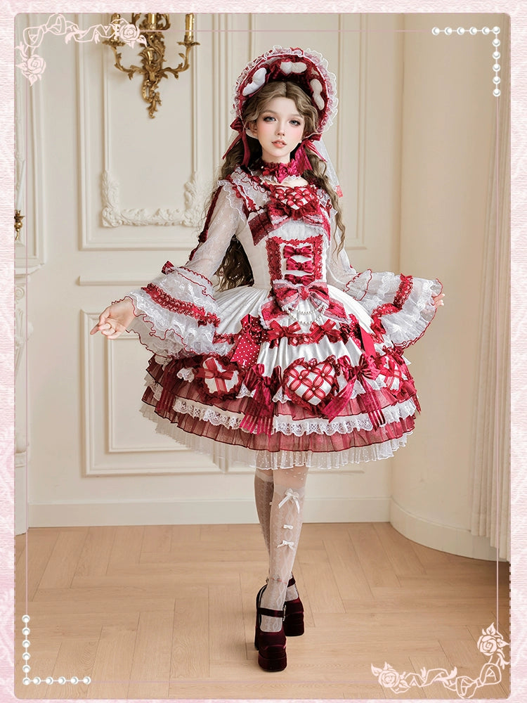Shuang Sheng Xiao Xiong - Heart of Love - Sweet Lolita Wedding JSK, Bow Details 44306:803128