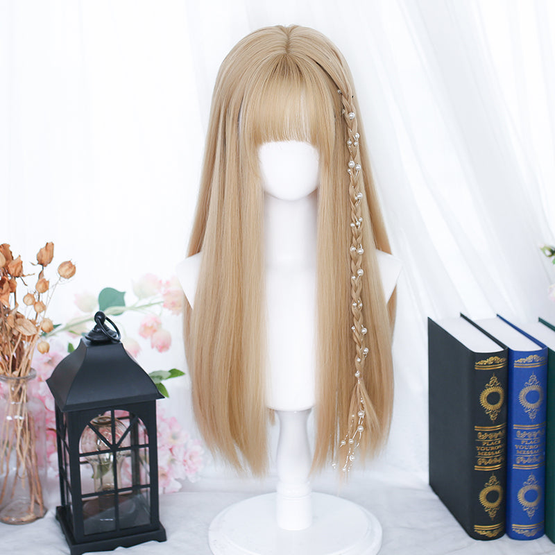 Dalao - Natural Lolita Wig Gentle Long Curly Hair 2083 Milk Tea Gold