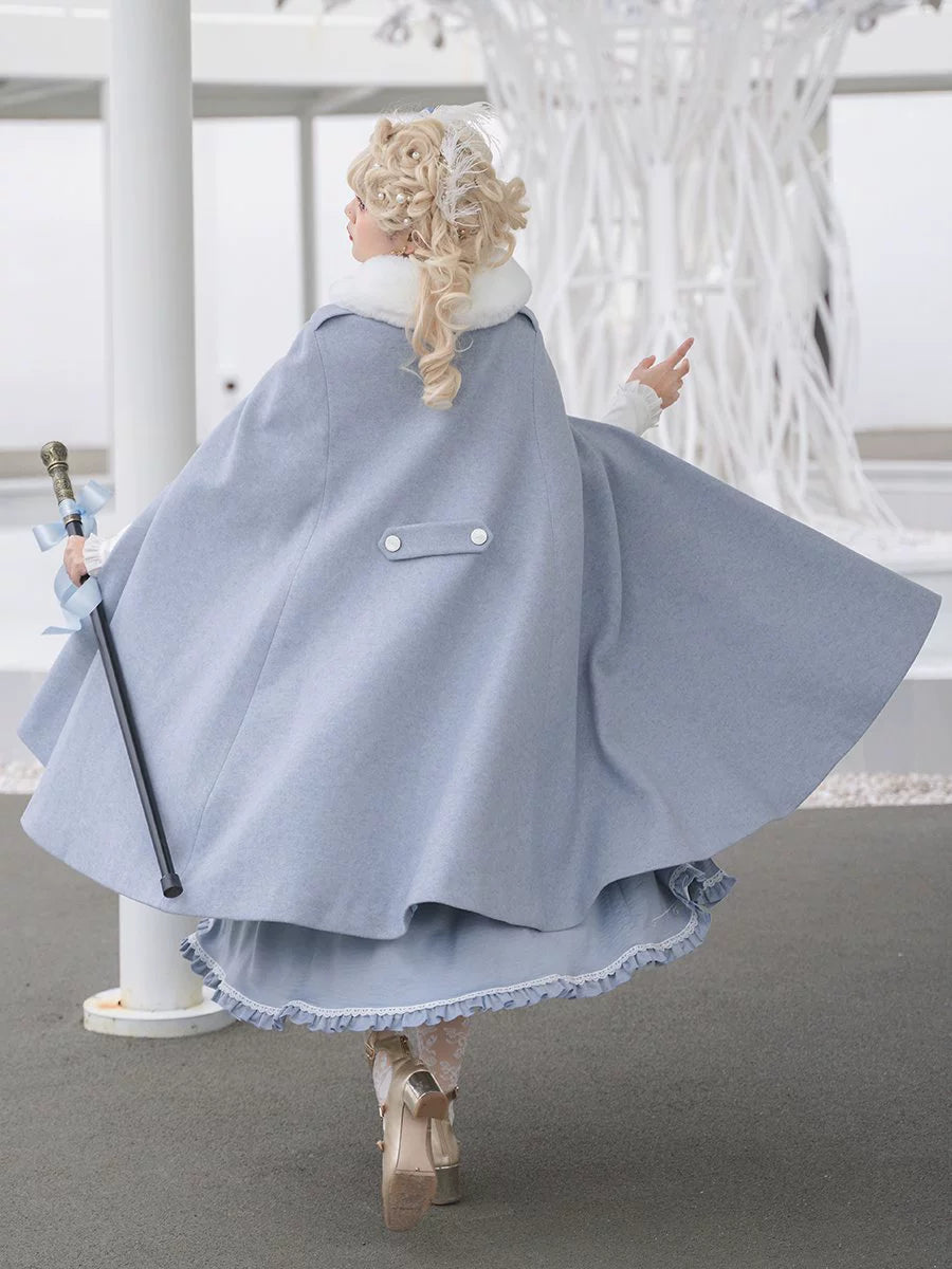 Polyhymnia - Miss Leisha - Classic Lolita Skirt Set Elegant Winter Cape S - Full set(cape + top hat + shirt + vest + SK + rose brooch + lace waistband)
