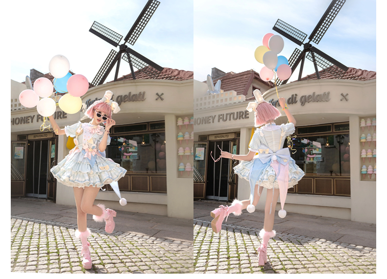 Forest Fluorescent Carps - Ouji Lolita Suit Circus Prince Shorts and OP Dress