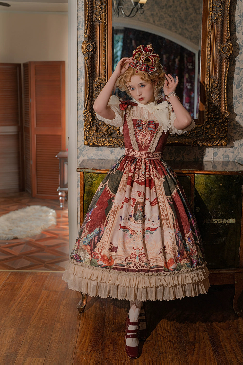 Miss Point~Kaleidoscope~Classical Lolita Shirt Dot Gauze Detachable Puff Sleeve Blouse Customized 35392:488918