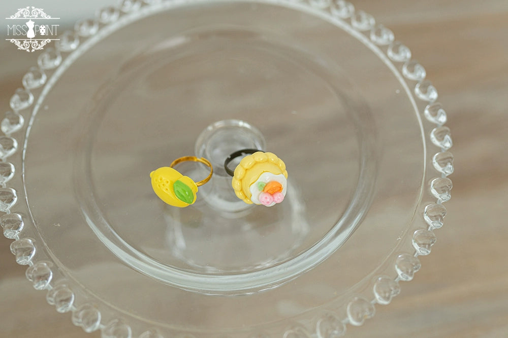 Miss Point~Daisy Lemon~Kawaii Lolita Lemon and Flowers Accessory pudding ring  