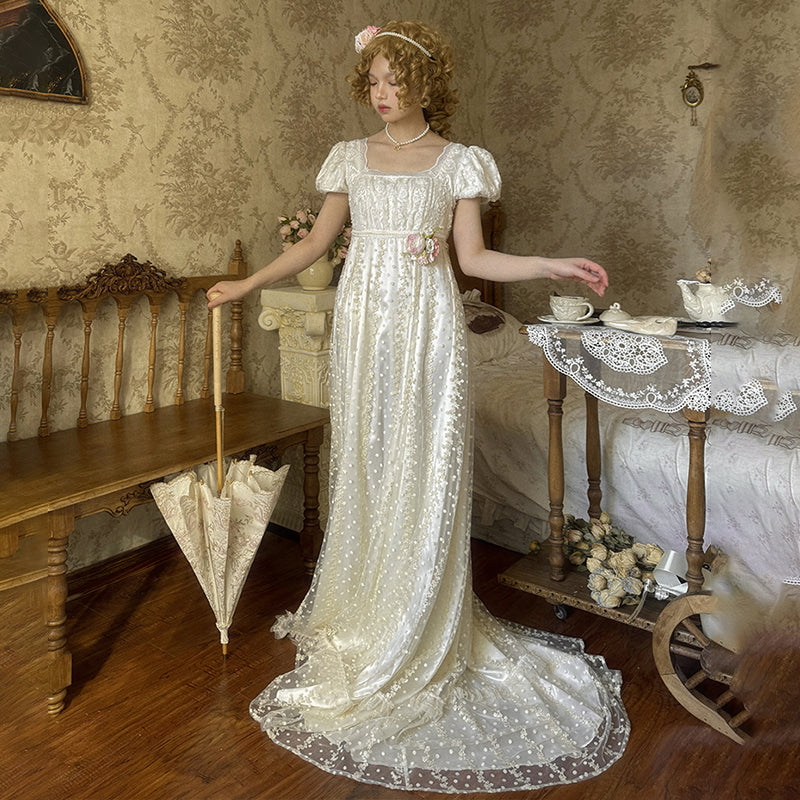 Hezi's Cat Haven~Mist Rose~Plus Size Lolita Empire Waist OP Dress (2XL 3XL 4XL L M S XL) 42268:734352