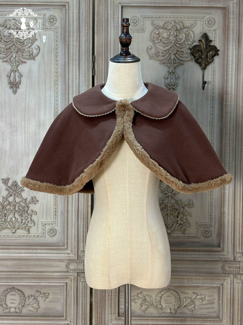 Miss Point - Classical Chocolate - Winter Classic Lolita Cape with Sweet Perter-pan Collar Coffee One Size