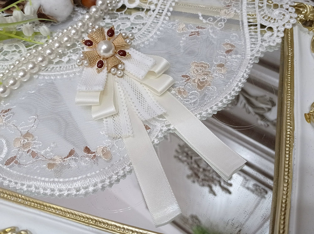 Miss Point - Rose Doll - Elegant Lolita Brooch Lolita Lapel Pin Multicolors White Cross Brooch