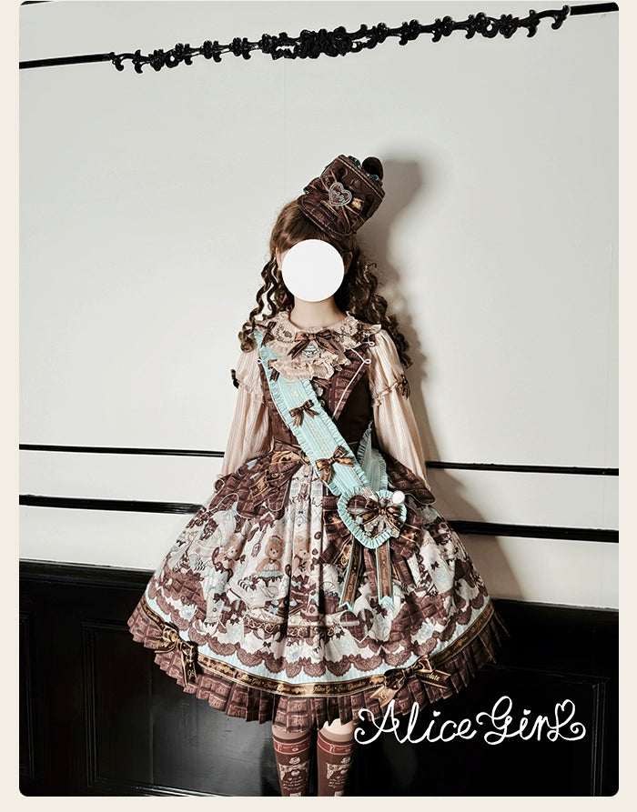 Alice Girl - Bear Chocolate Bar - Kawaii Lolita JSK & Salopette Dress 43851:787040