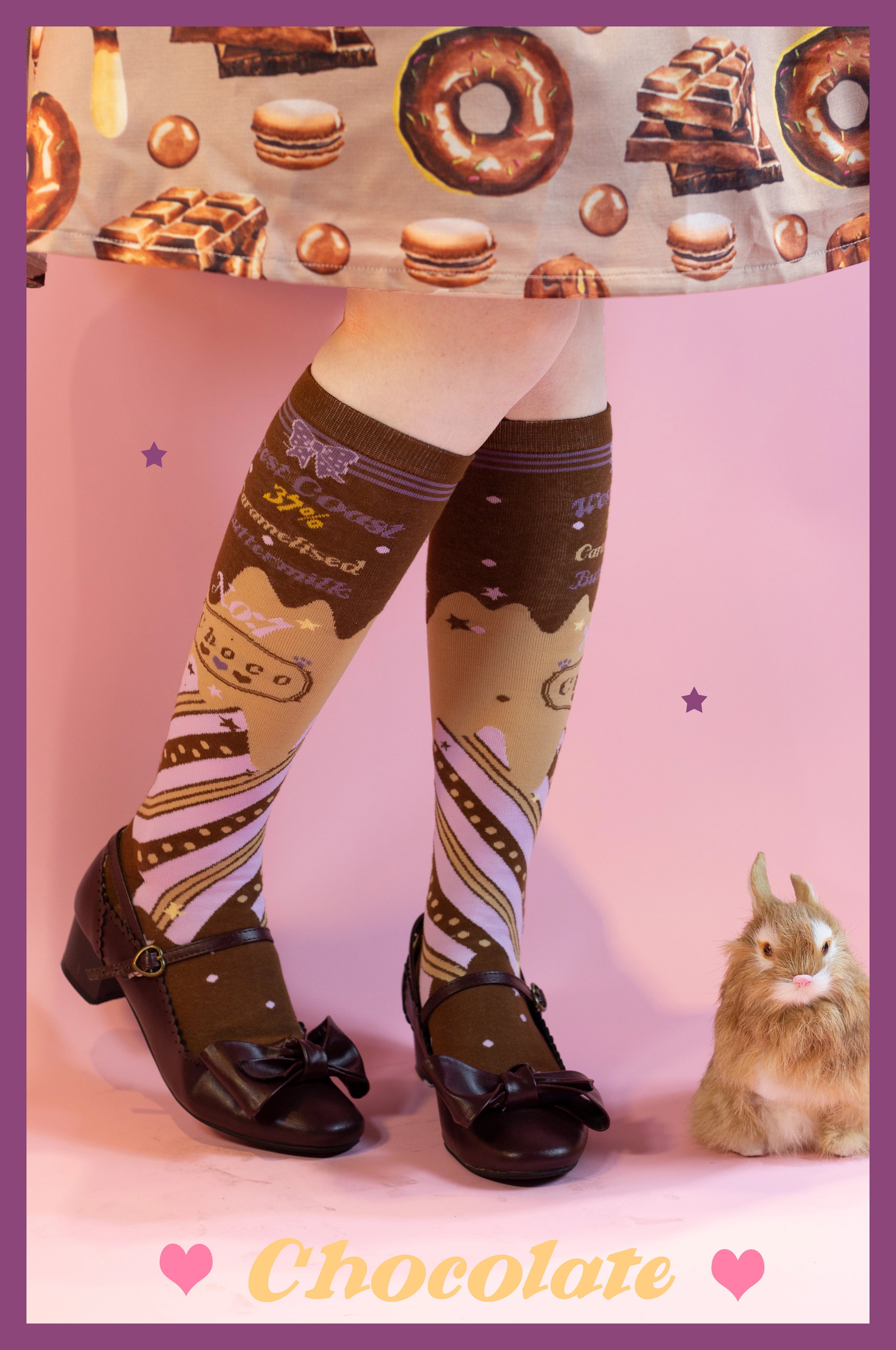 Yukines Box~Kawaii Lolita Chocolate Color Cotton Socks 22190:323706
