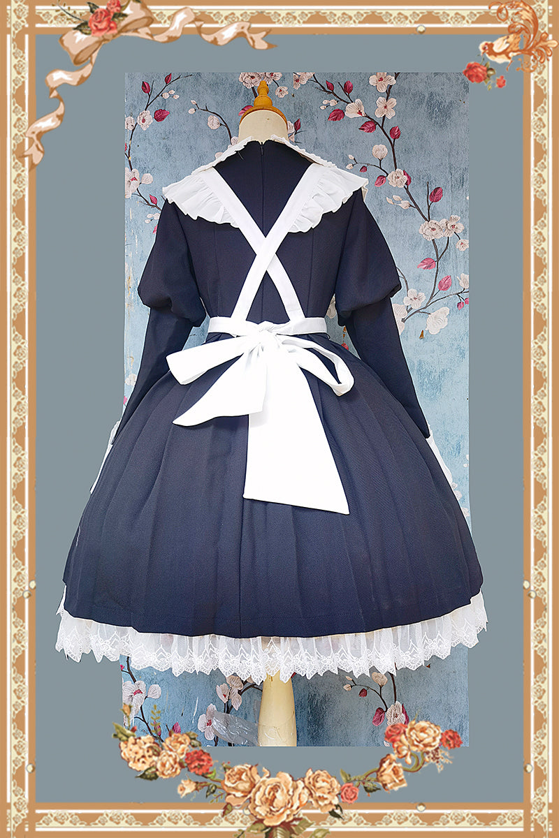Infanta~Suliko~Maid Lolita OP Set with Soldier Style Waist Pack and Apron 41204:743353