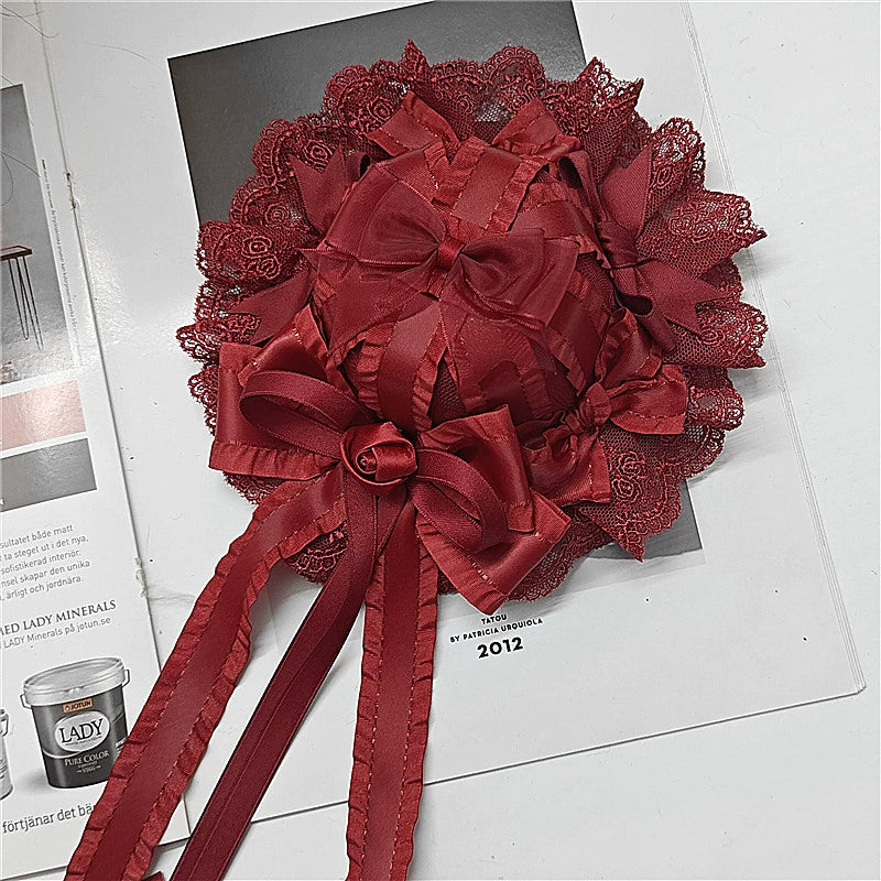 Youge Original Accessory - Gothic Lolita Red Top Hat, Rose & Bow 44131:796382