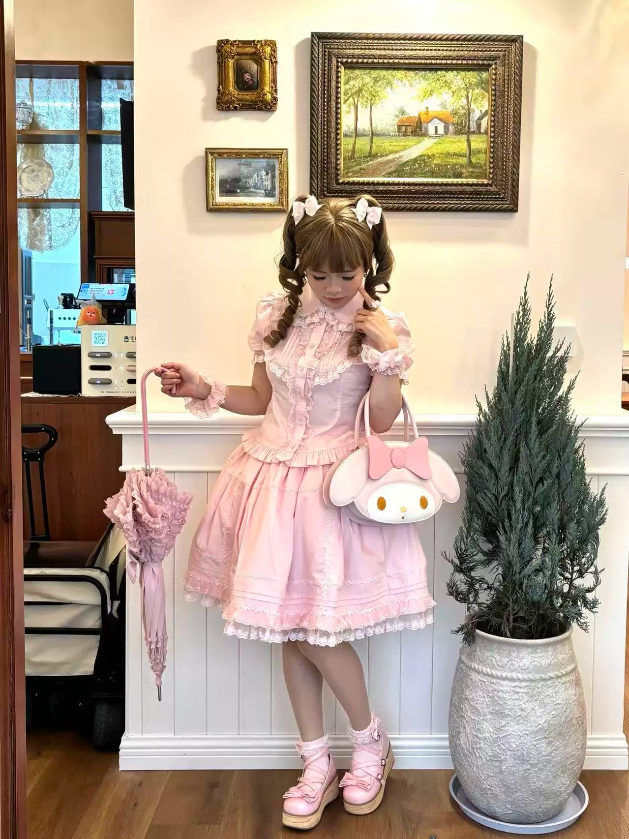 Sugar Heart Rose - Cotton Old School Lolita SK with Ruffled Hem