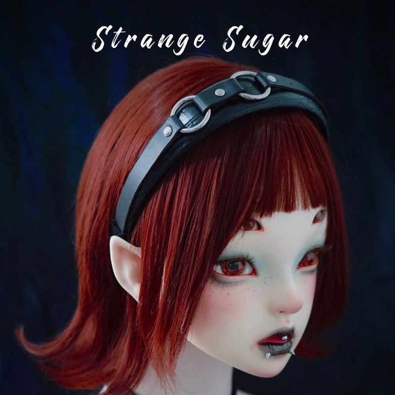 Strange Sugar - Gothic Lolita KC Faux Leather Punk Lolita Hair Accessories 14 Black Snake Skin Circle KC