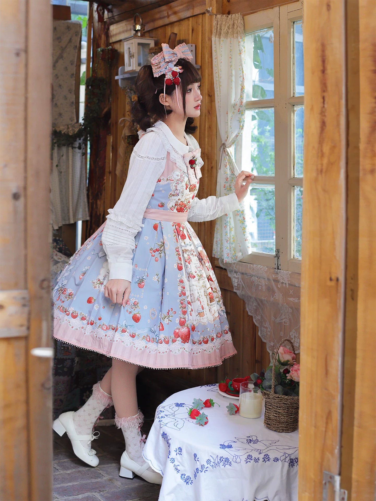 Strawberry Manor - Printed Sweet Lolita JSK Dress, Box Pleats 45025:832910