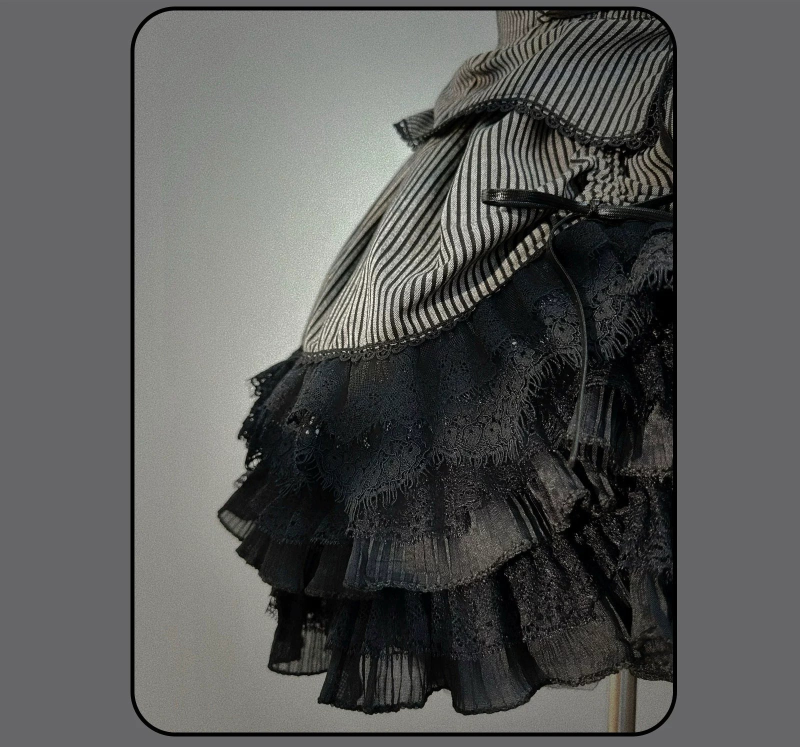 Susin Lolita - Striped Cross - Gothic Coordinated Lolita Set, Adjustable Blouse & Skirt 43331:773925