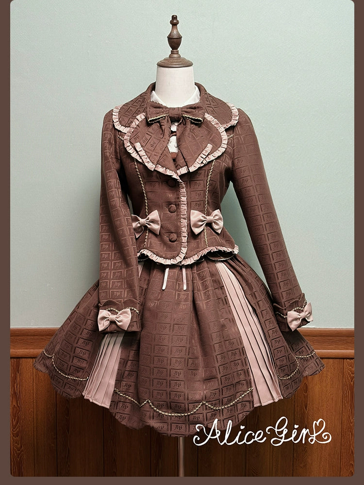 Alice Girl - Bear Chocolate Slab - Classic Lolita Pleated JSK & SK Dress, Side Zipper