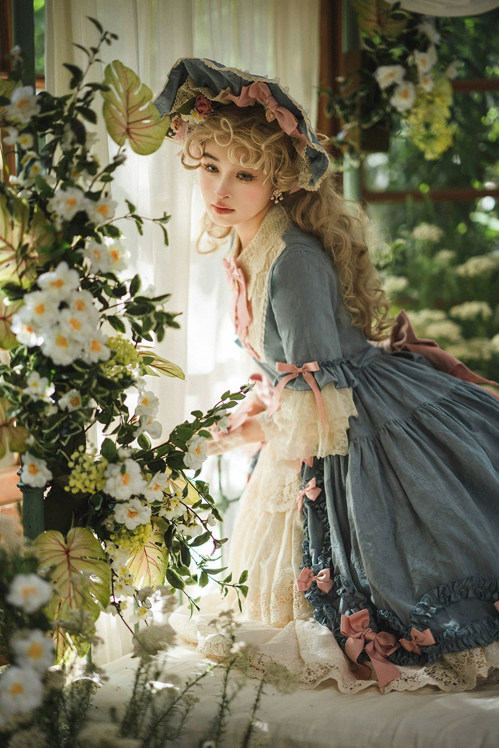 Miss Point~Lilyka Garden~Classic Lolita OP Dress Set Elegant Floral Wall Princess Sleeve 38832:606458