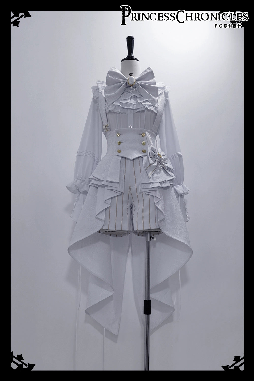 Princess Chronicles - Rabbit Theater White Moonlight - Ouji Lolita Shorts Set Corset and Rabbit Hat Accessory