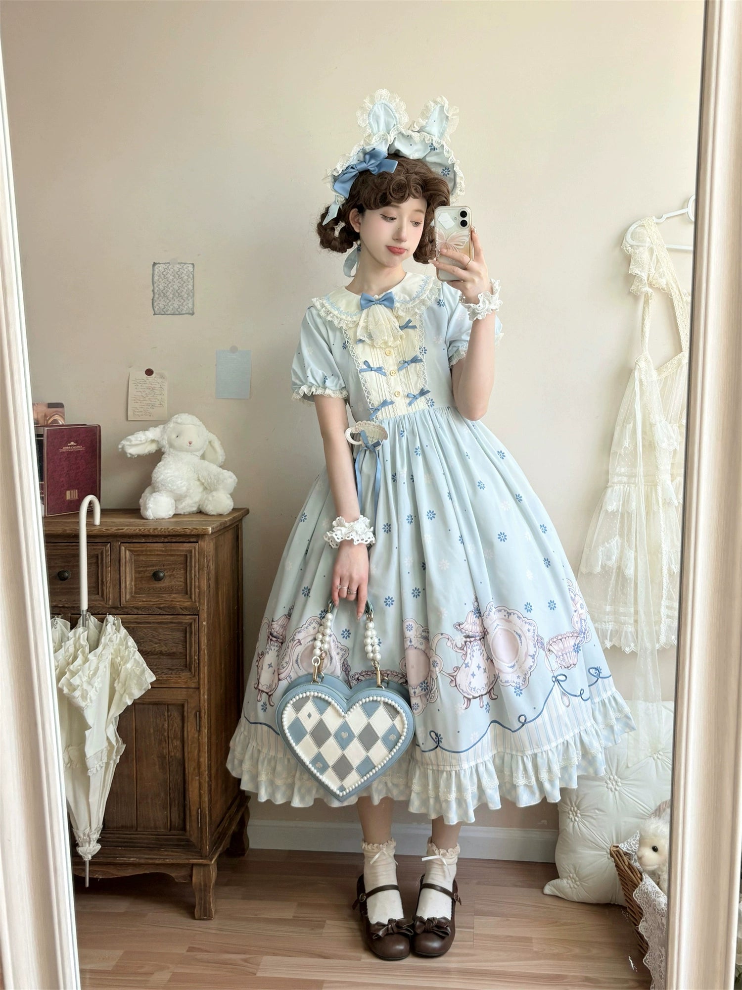 Uncle's Workshop - Veronica Spring Tea - Plate Printed Sweet Lolita Dress