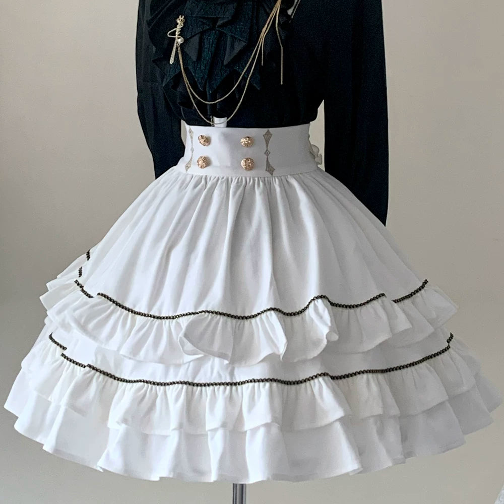 Fallen Moon Code - Retro Military Lolita Capelet-Sleeve Set: Vest, Skirt & Pants (L M S XL) 45480:849645