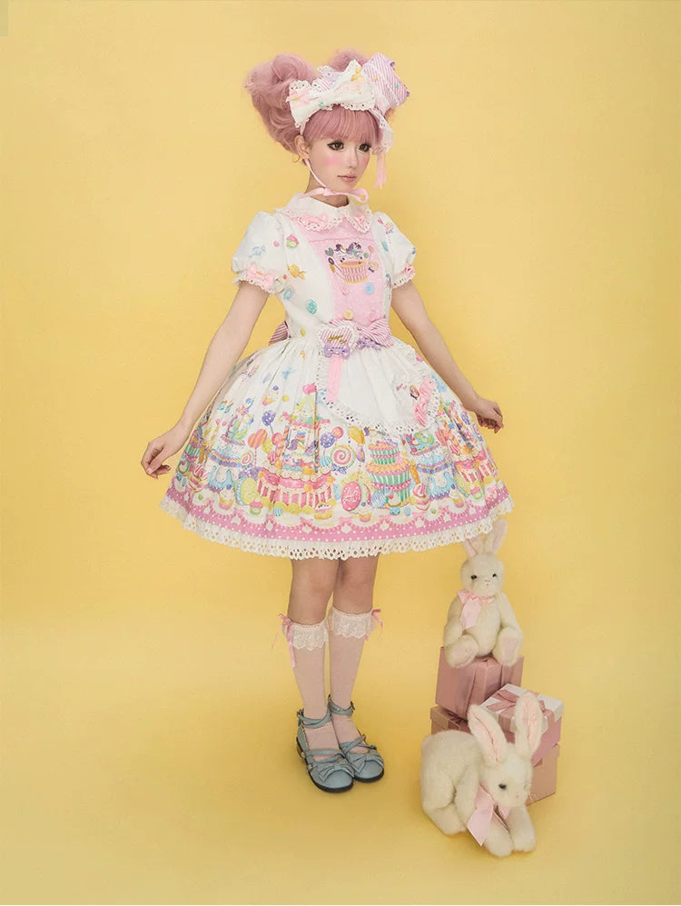 Sweet Dessert Land - Kawaii Lolita OP & JSK Dress Suit, Cake Print 44542:811587