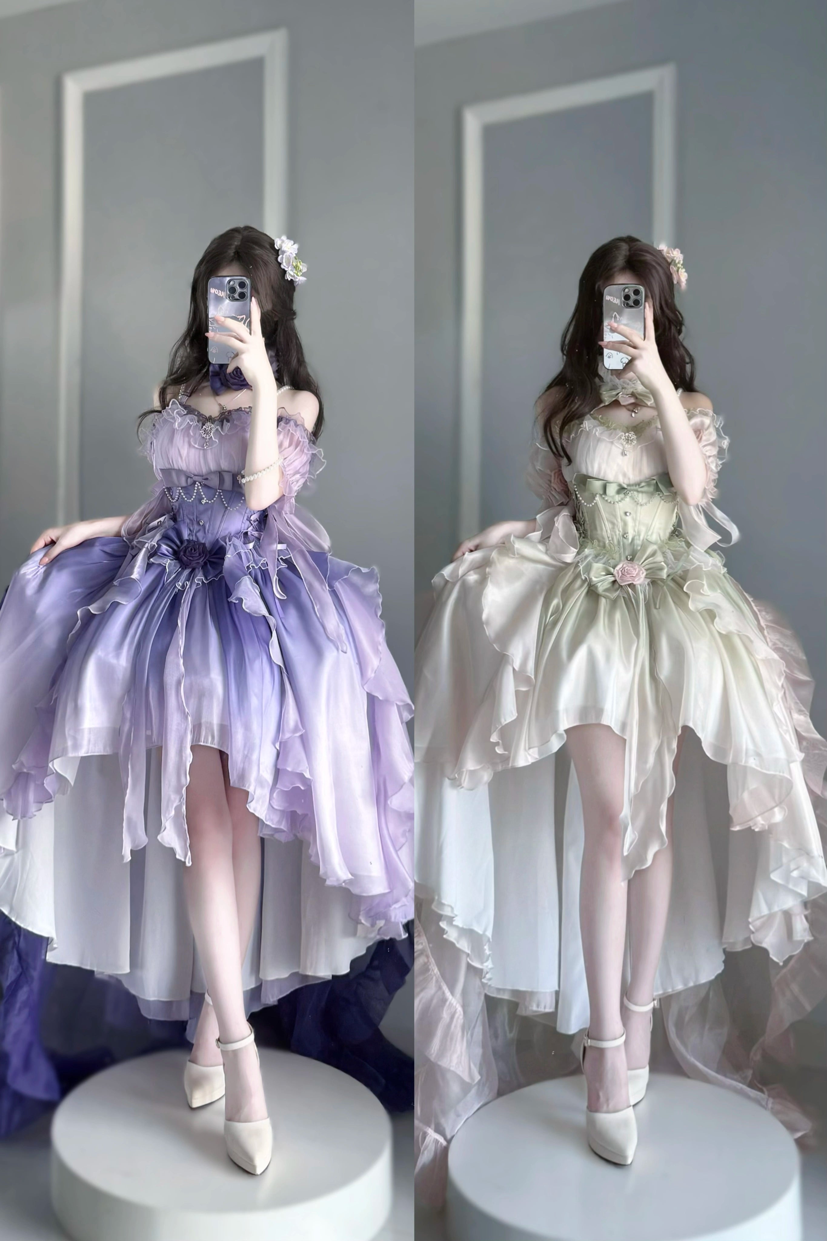 Meowing and fruity - Midsummer Dream - Gradient Color Wedding Lolita JSK Dress Set, Fishbone Waist 44337:803891