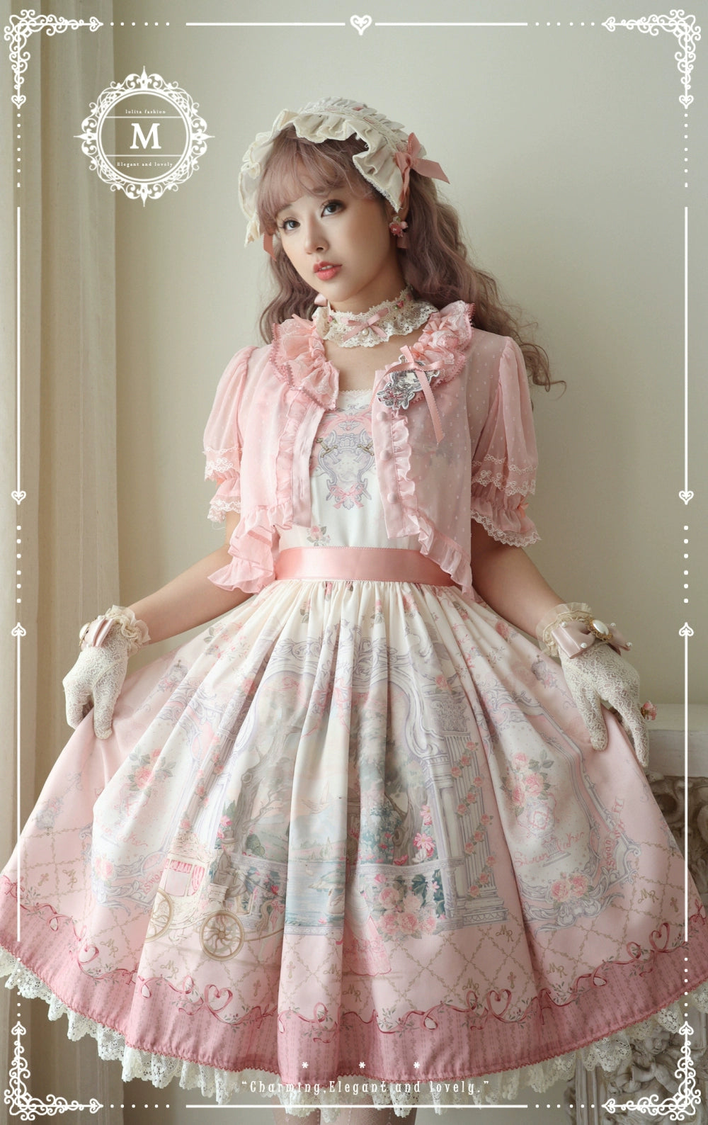 Moon River - Swan Lake Mirror - Pink Sweet Lolita Print JSK Dress 43705:783400