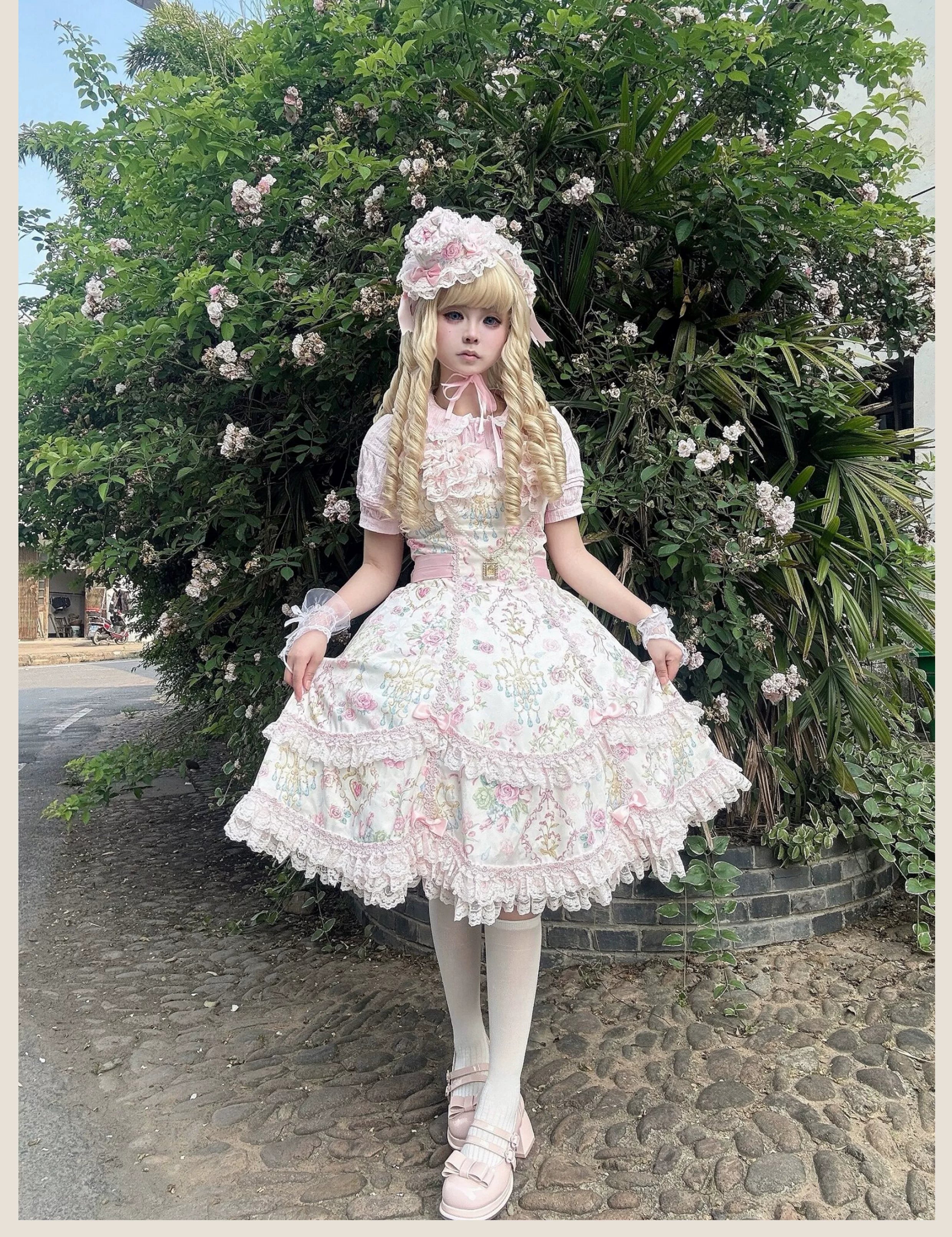 Spring 2025 - Floral Old School Lolita JSK Dress, Lace Trims