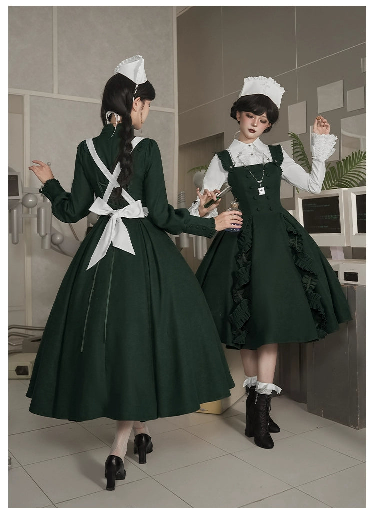 With PUJI - Letter and Poetry · Abyss Clinic - Gothic Lolita Green Dress Set 43929:789713