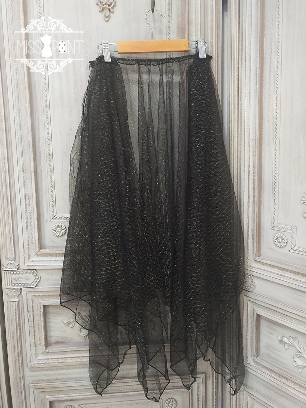 Miss Point - Dusk Bester - Egyptian Lolita Brooch Waistband Shawl black gold mesh trailing