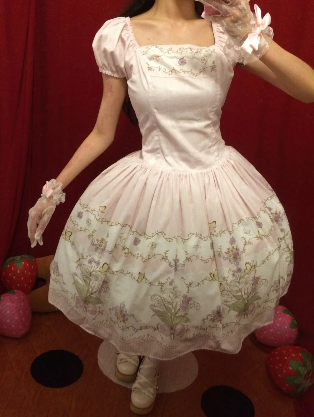 Jenny Flower - Cotton Old School Lolita Floral Printed OP Dress 45608:855897