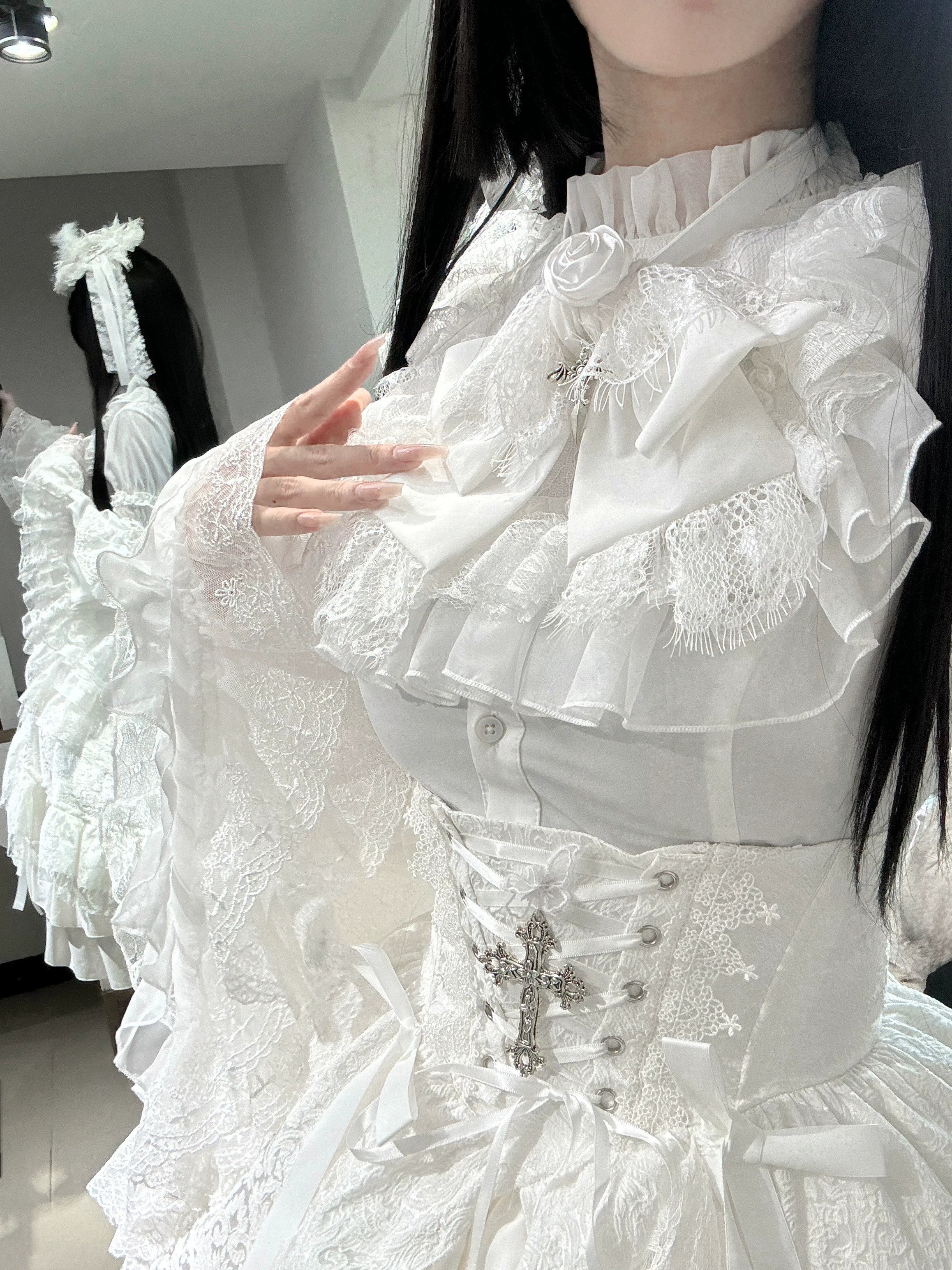 Nightingale Girl - Eternal Taboo - Gothic Lolita Dress Princess Sleeve Shirt