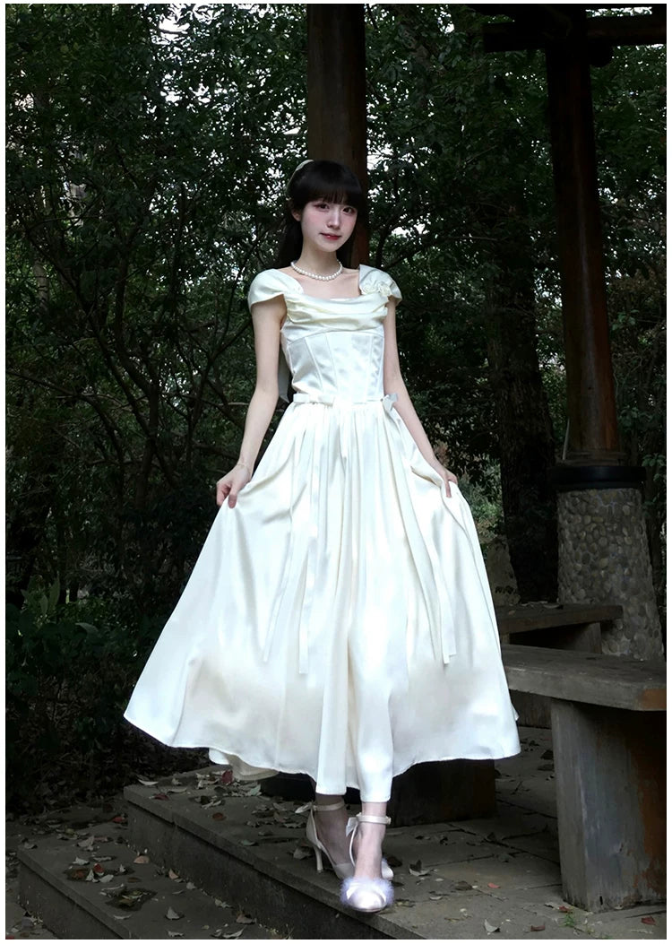 For Beloved - Classic Lolita Satin JSK Dress Set, Fishbone Waist 45039:835192