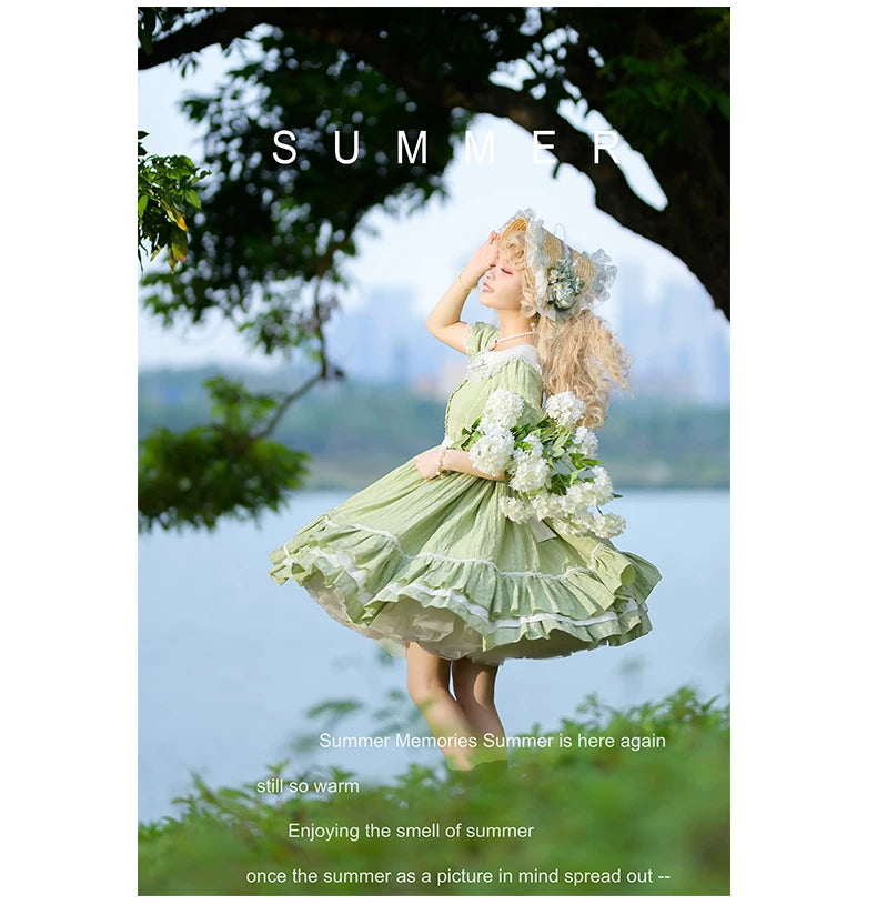 Afternoon Tea - Classic Lolita OP Dress, Lace Peter Pan Collar