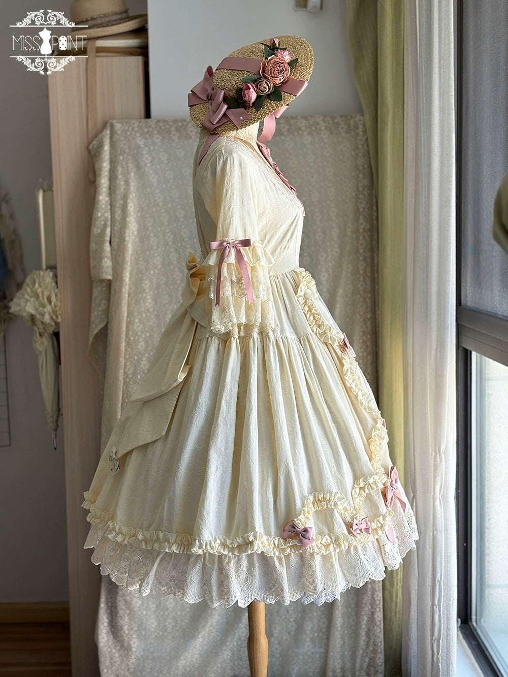 Miss Point~Lilyka Garden~Classic Lolita OP Dress Set Elegant Floral Wall Princess Sleeve 38832:606292