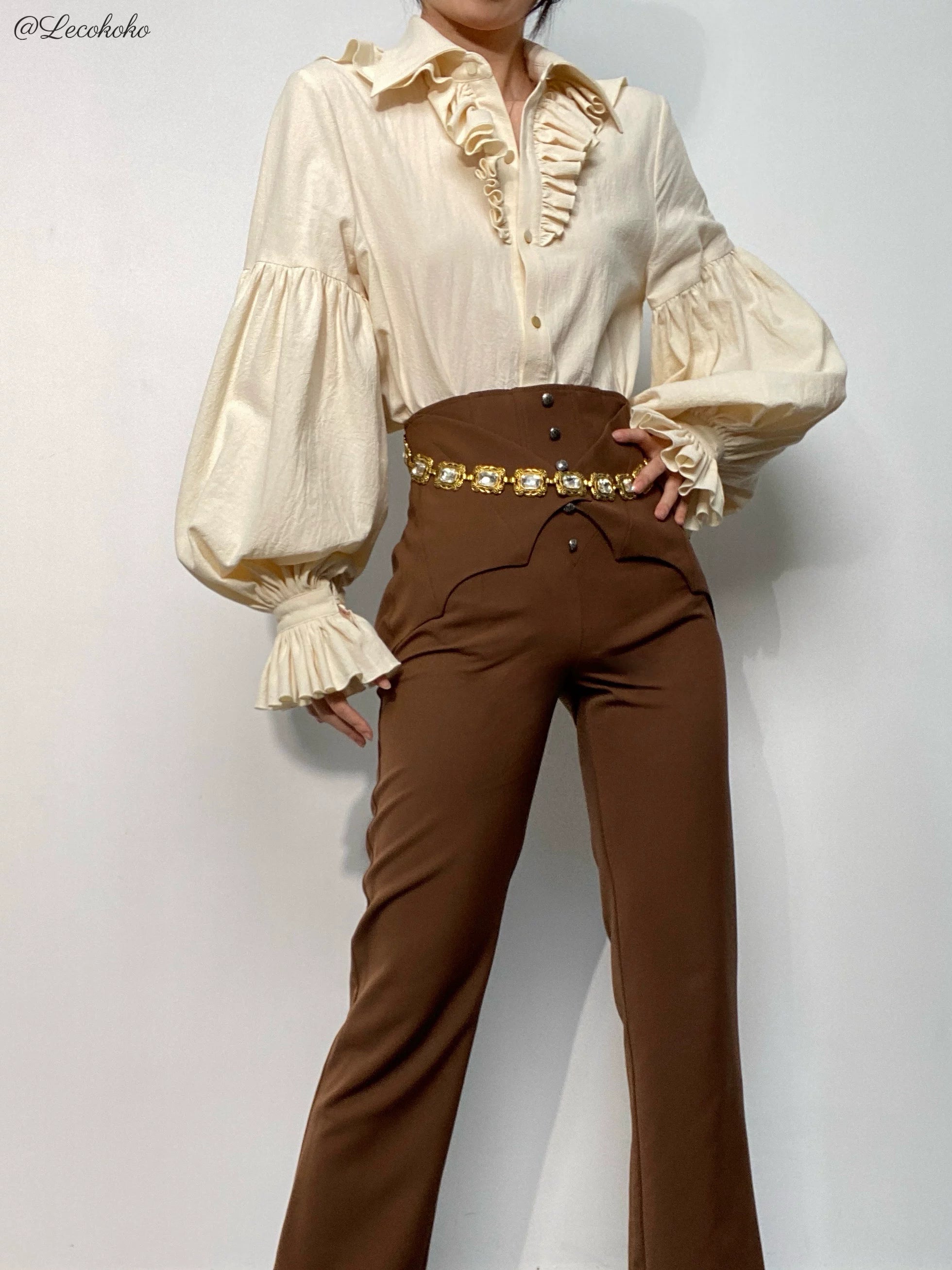 Earl of Drooping Wings - Ouji Lolita Flared Pants, Batwing Decoration 44550:812591