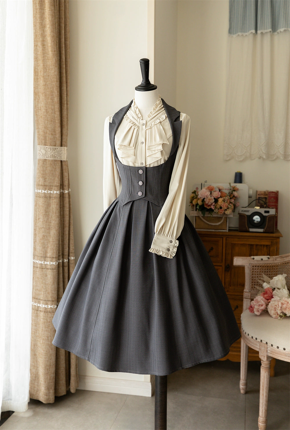 Forest Wardrobe~Retro Elegant Lolita Jumper Dress Bustier Multicolor S charcoal gray (2XL L M S XL) 29690:356038