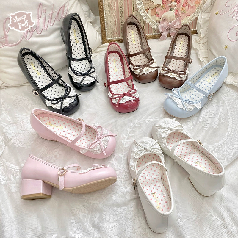 Chaussures Lolita Femme à Boucle Et Noeud - Plateforme, Talon Bloc 5cm, Style Rétro Mignon