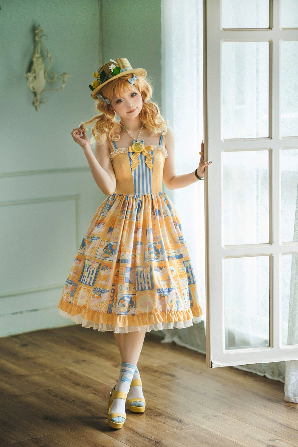 Miss Point - Daisy Lemon - Daily Lolita Lemon Print JSK Customized